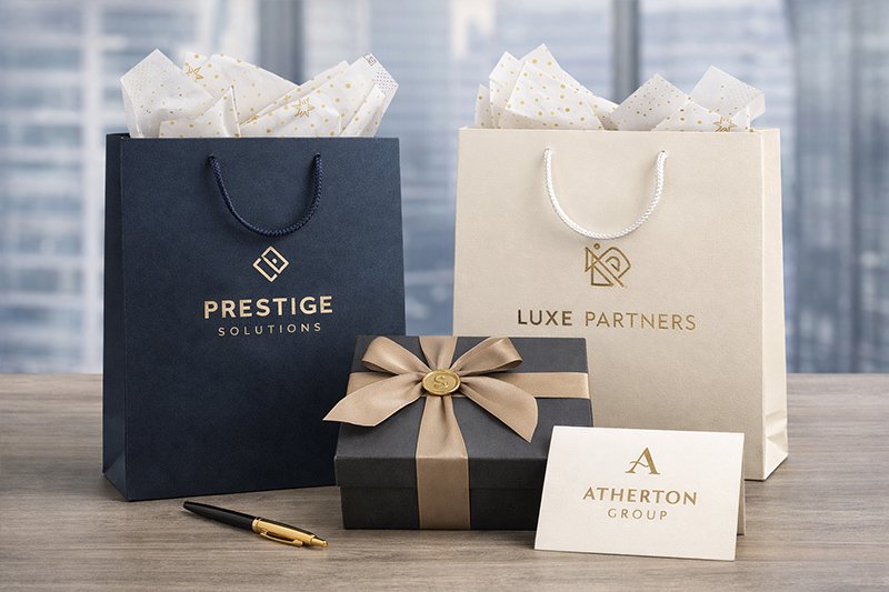 premium corporate gift bags with custom logo packaging