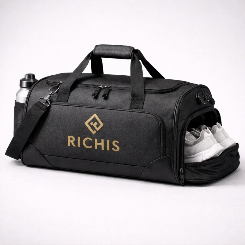 Functional gym bag for fitness brands, strong fabric, with logo printing
