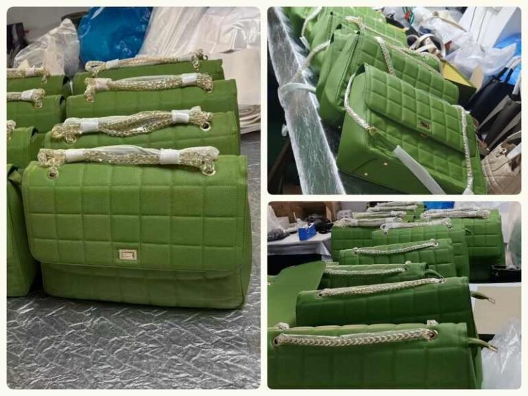 Custom green ladies shoulder bags made of microfiber for Saudi Arabia client bulk order