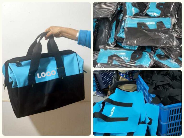 Custom tool bags produced for Iraq hardware store with 1000 pieces bulk order and repeat purchases
