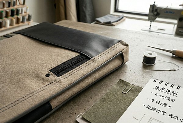 Precision stitching, edge finishing, and reinforced construction for custom bags