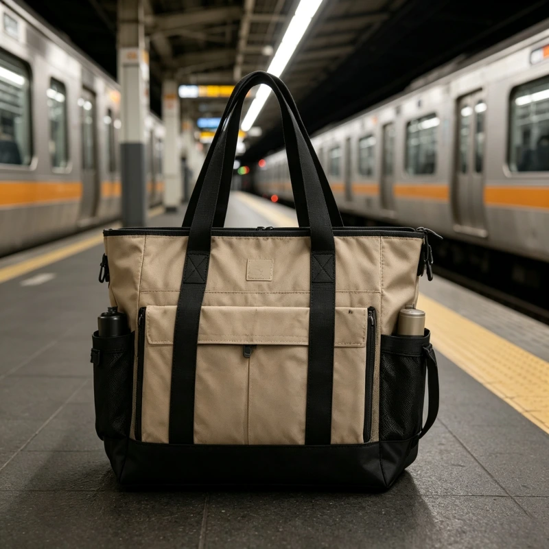 Business commuter tote bag with laptop compartment and daily carry organization