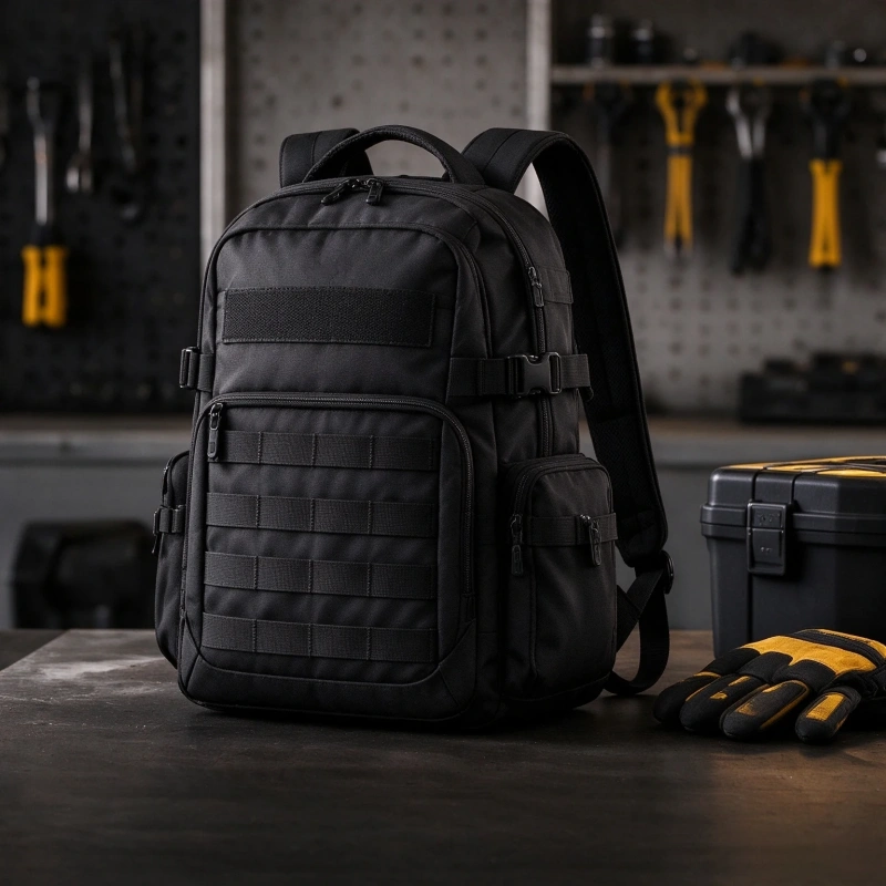 Custom utility and work backpack for tools and professional equipment